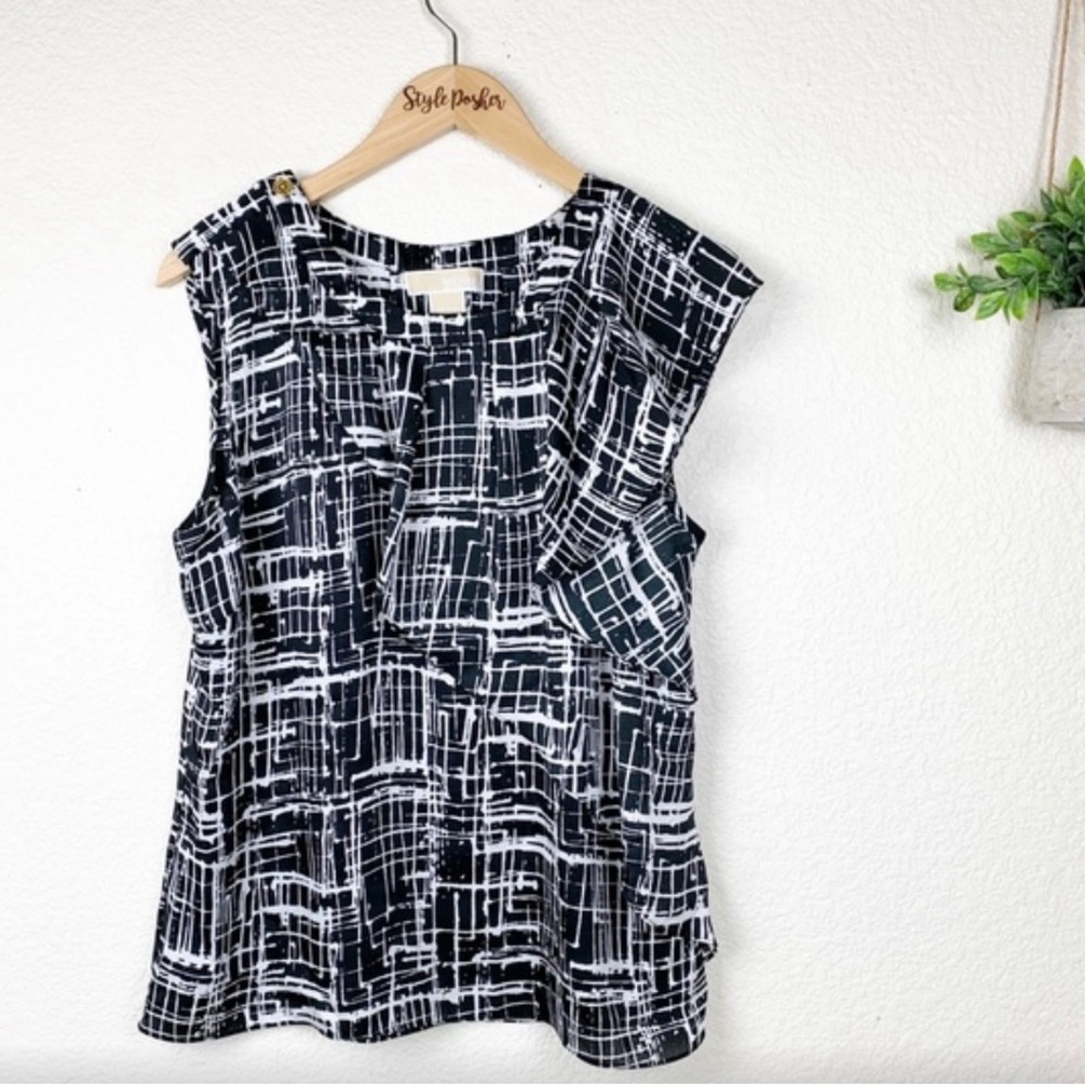 MICHAEL Michael Kors Black White Sleeveless Blouse
